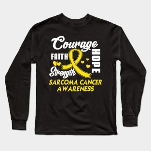 Sarcoma Cancer Tshirt Wear Yellow Ribbon Support Gifts Long Sleeve T-Shirt